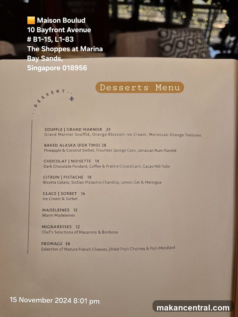 Desserts Menu