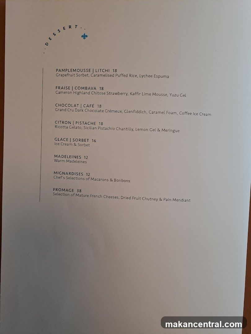 Dessert Menu