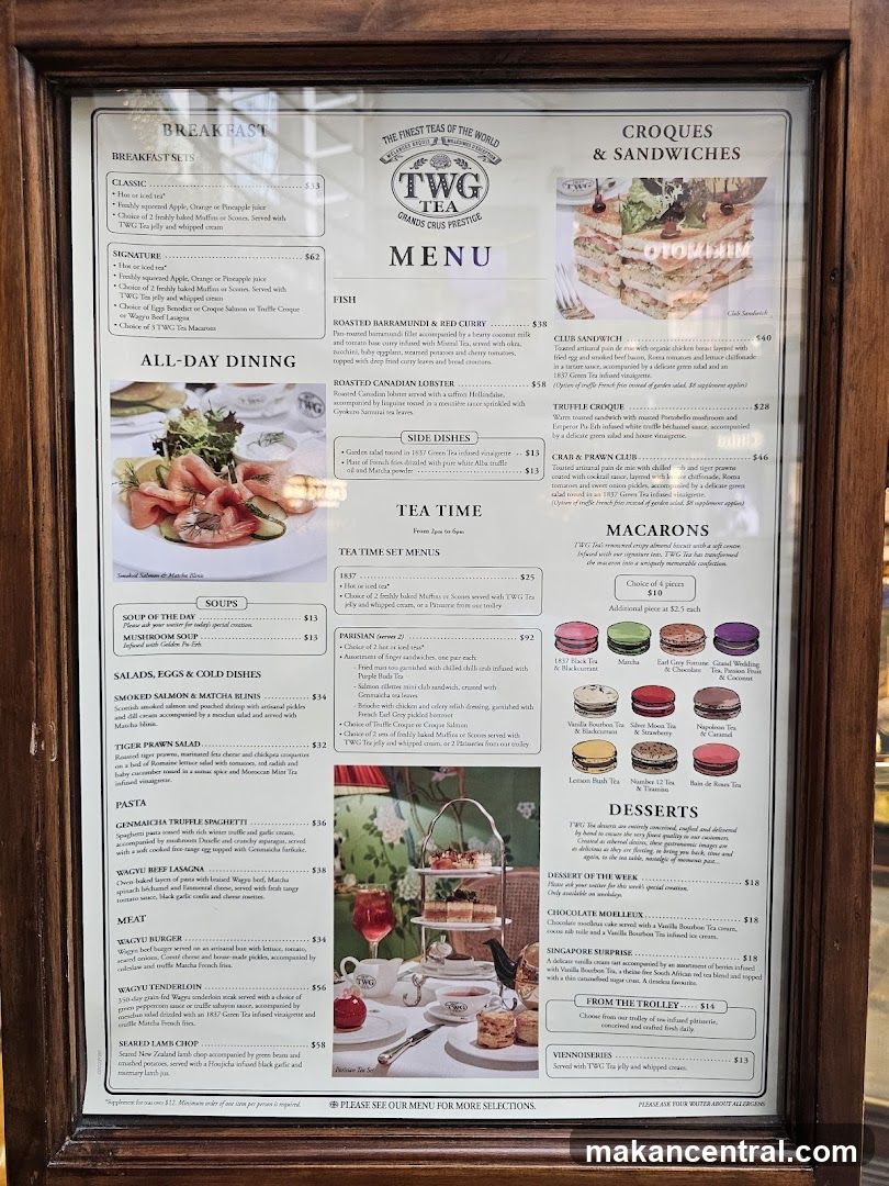 TWG Tea Menu