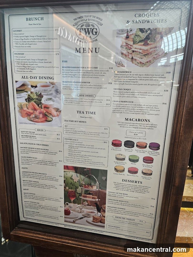 TWG Tea Menu