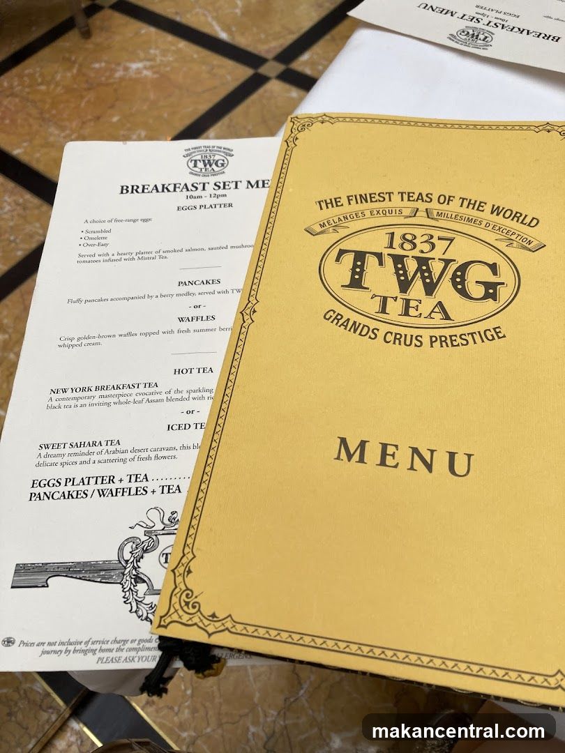 TWG Tea Menu