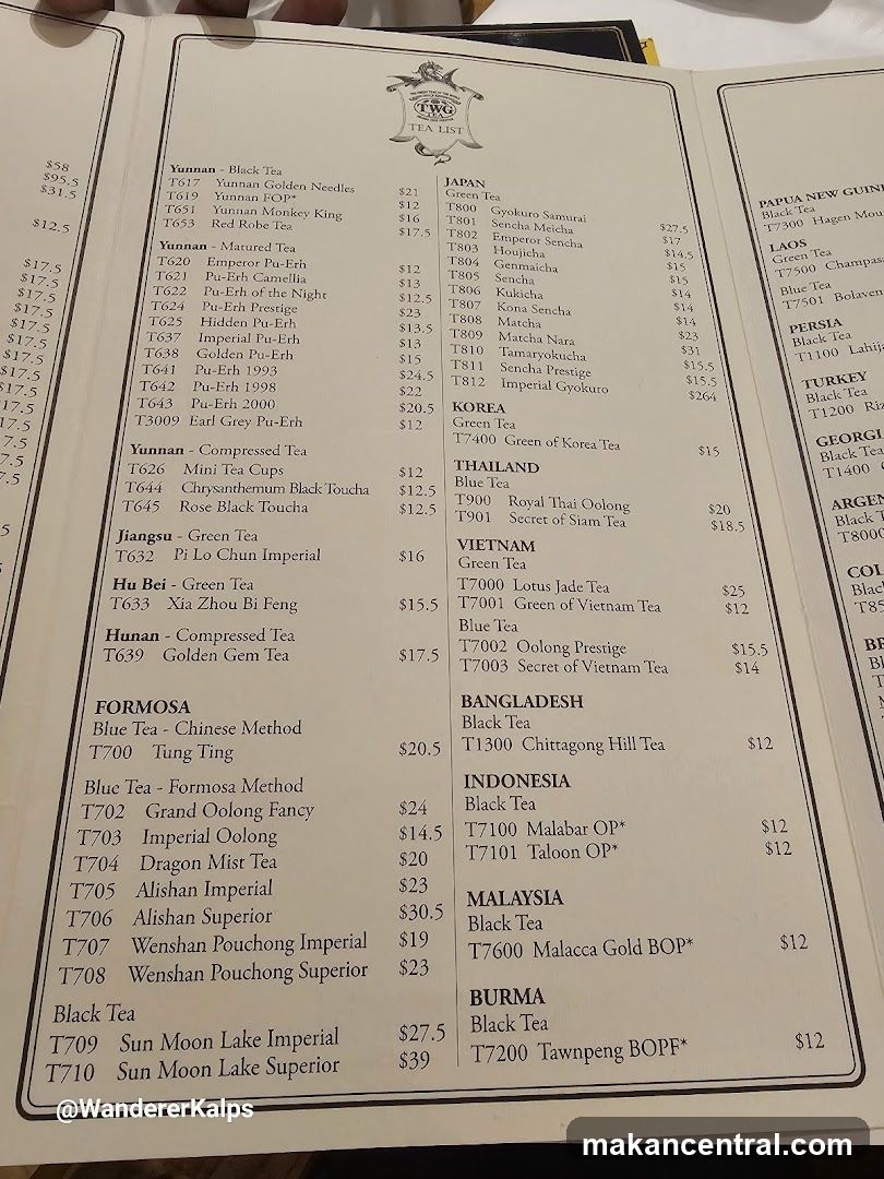 TWG TEA LIST