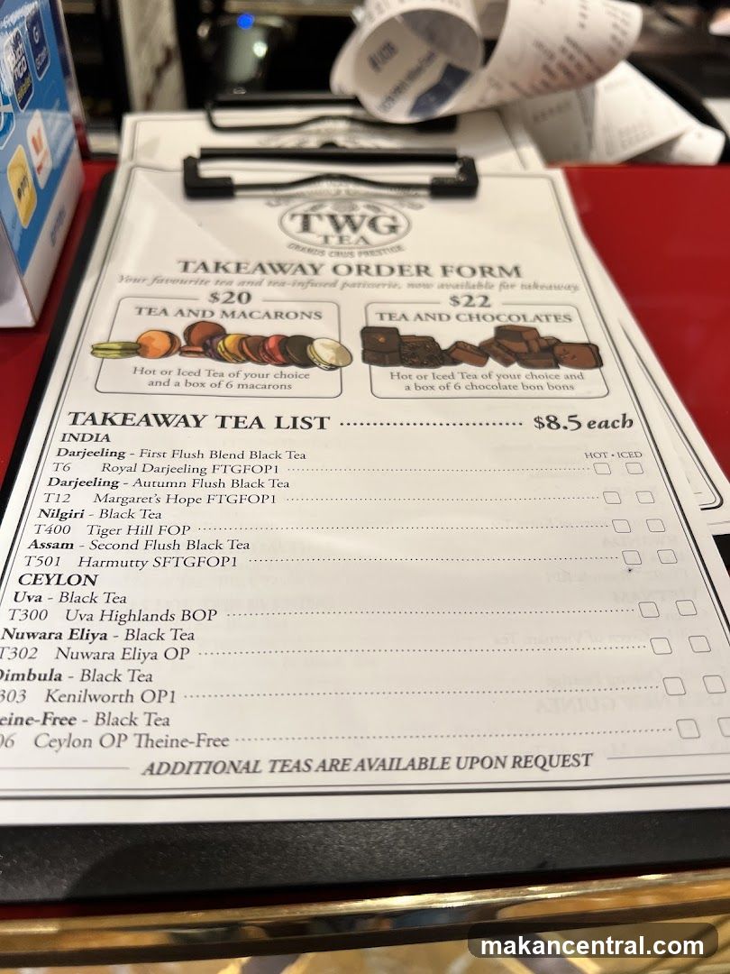 TWG TEA TAKEAWAY ORDER FORM