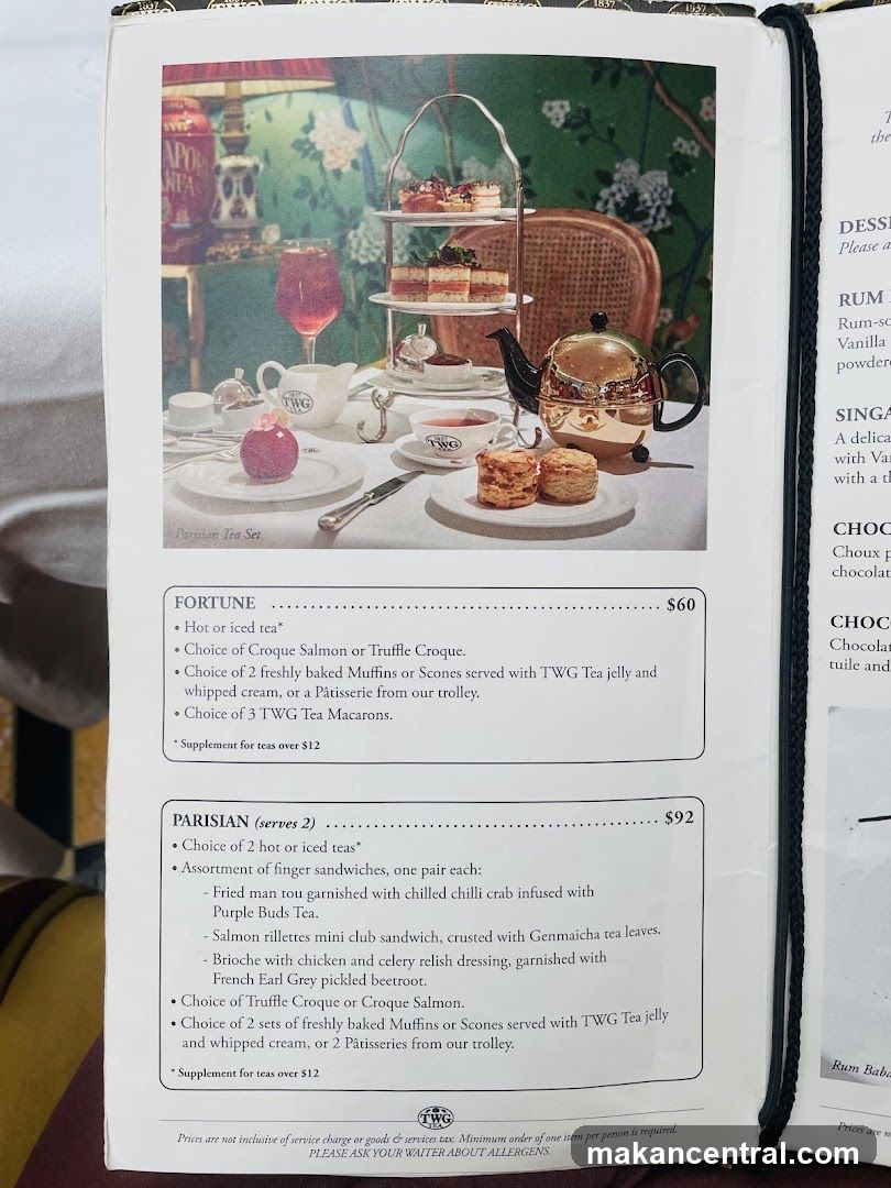 TWG Tea Menu