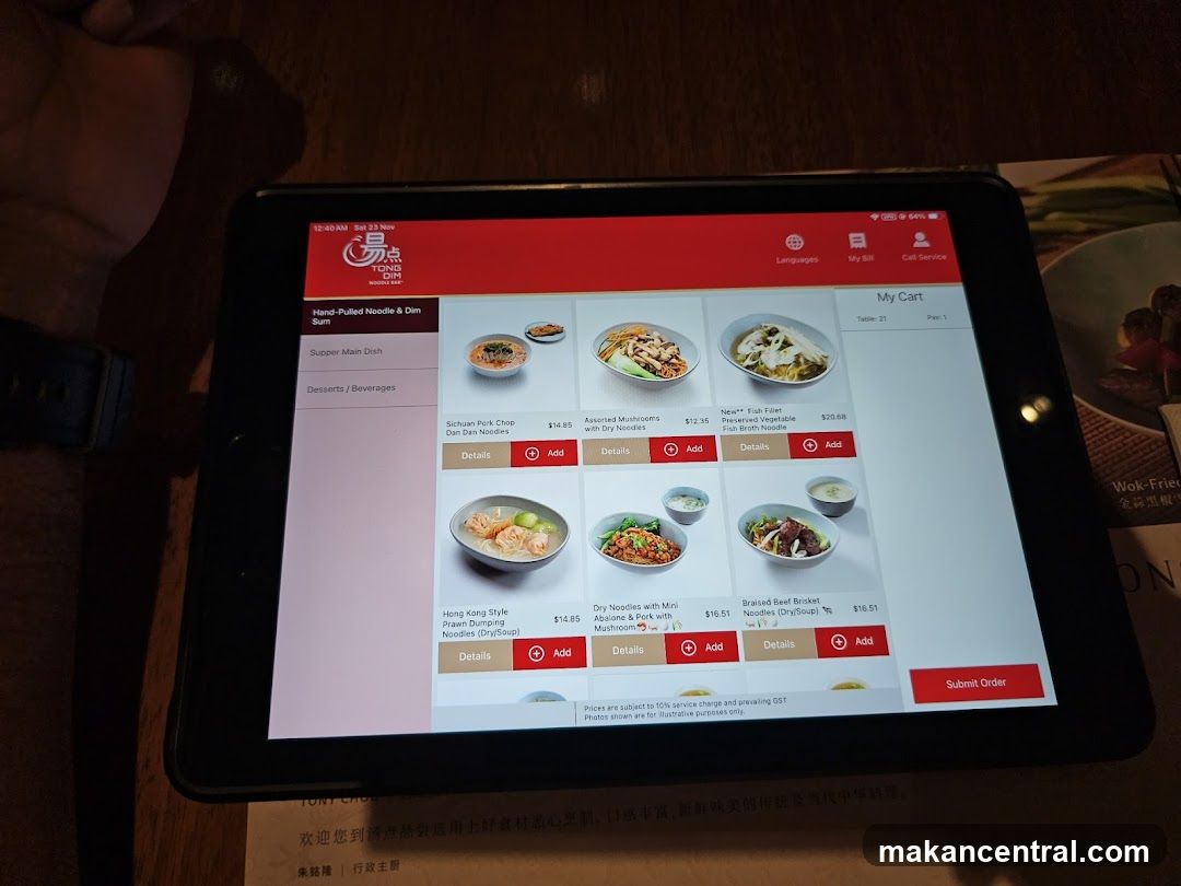 Restaurant Menu on Tablet