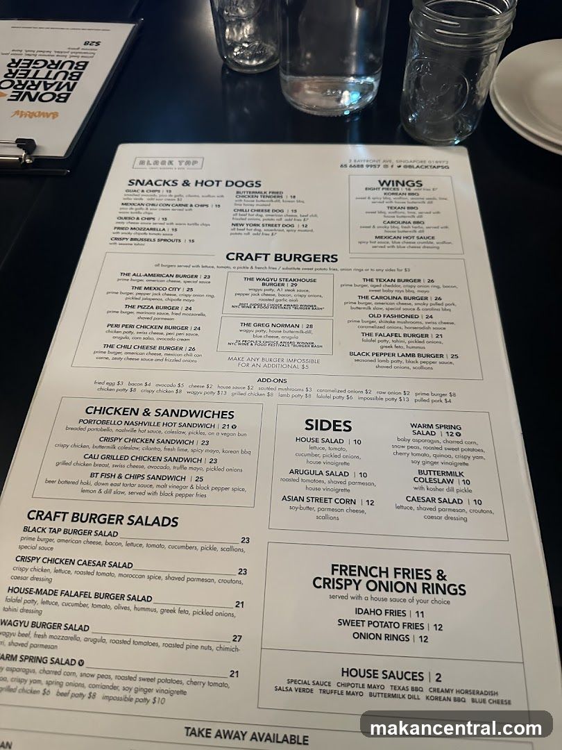 Black Tap Menu