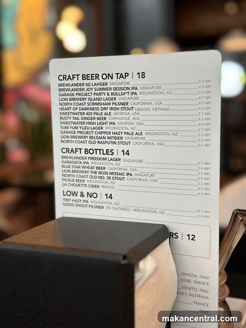 Craft Beer Menu