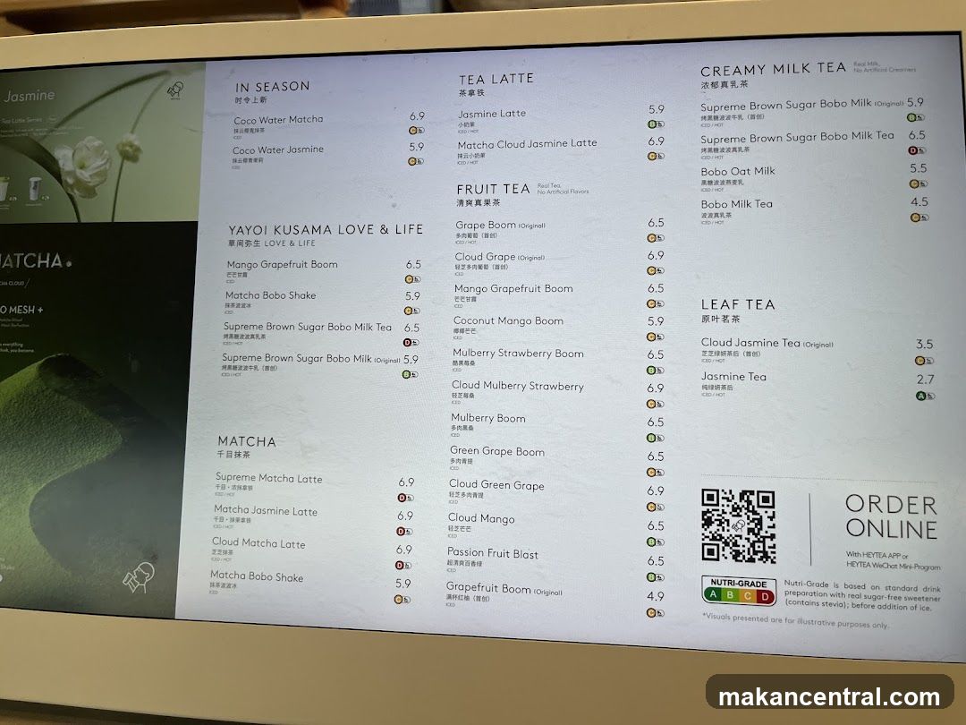 HEYTEA Menu