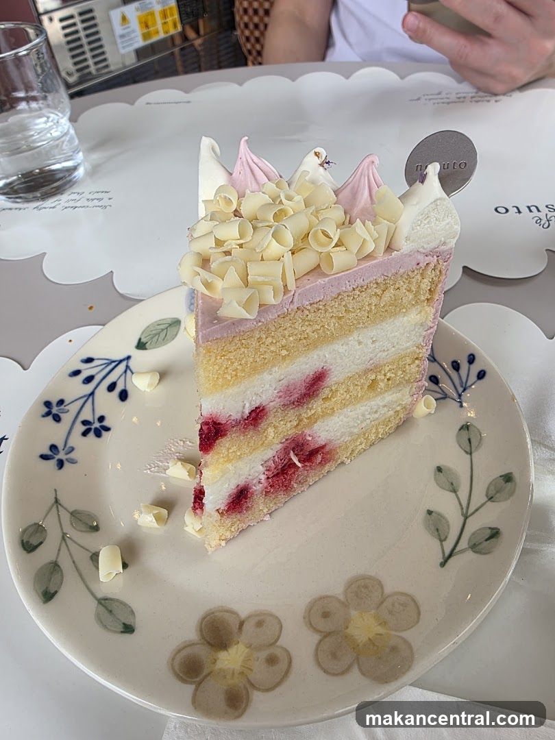 Slice of Raspberry and White Chocolate Cake