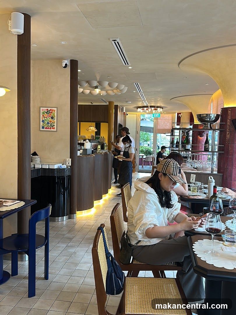 Interior of a restaurant with patrons