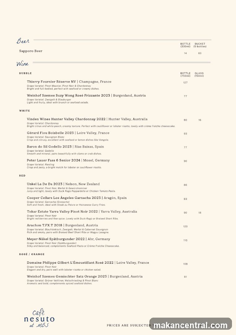 Beer and Wine Menu