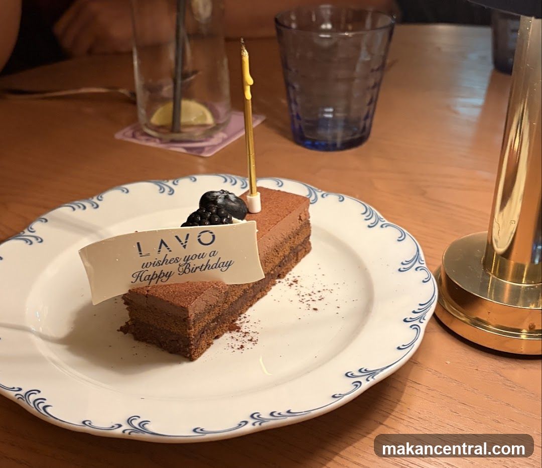 Chocolate birthday cake with a candle