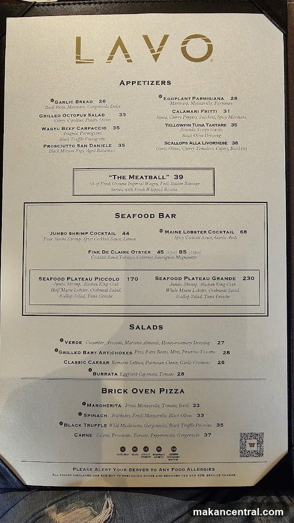 LAVO Menu