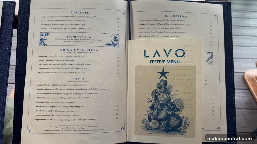 LAVO FESTIVE MENU