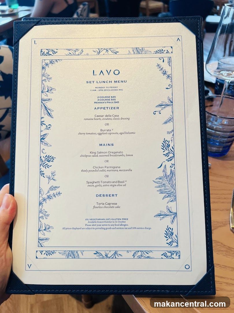 LAVO SET LUNCH MENU