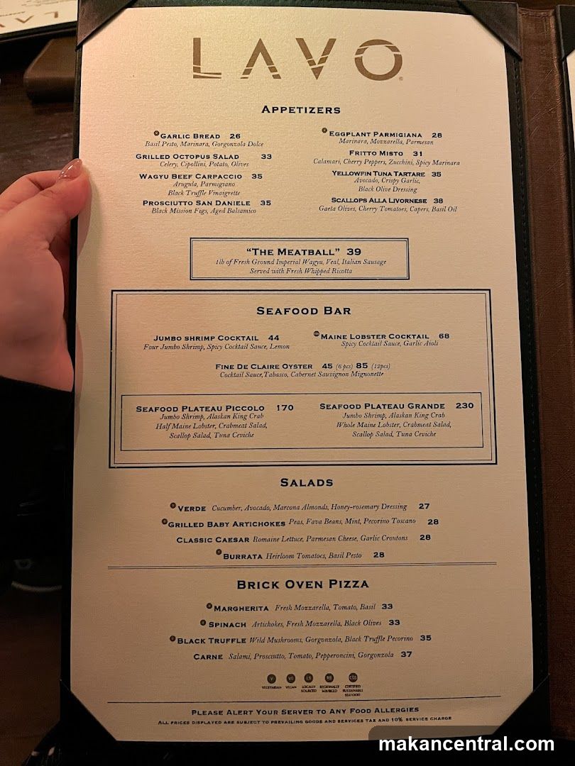 LAVO Menu