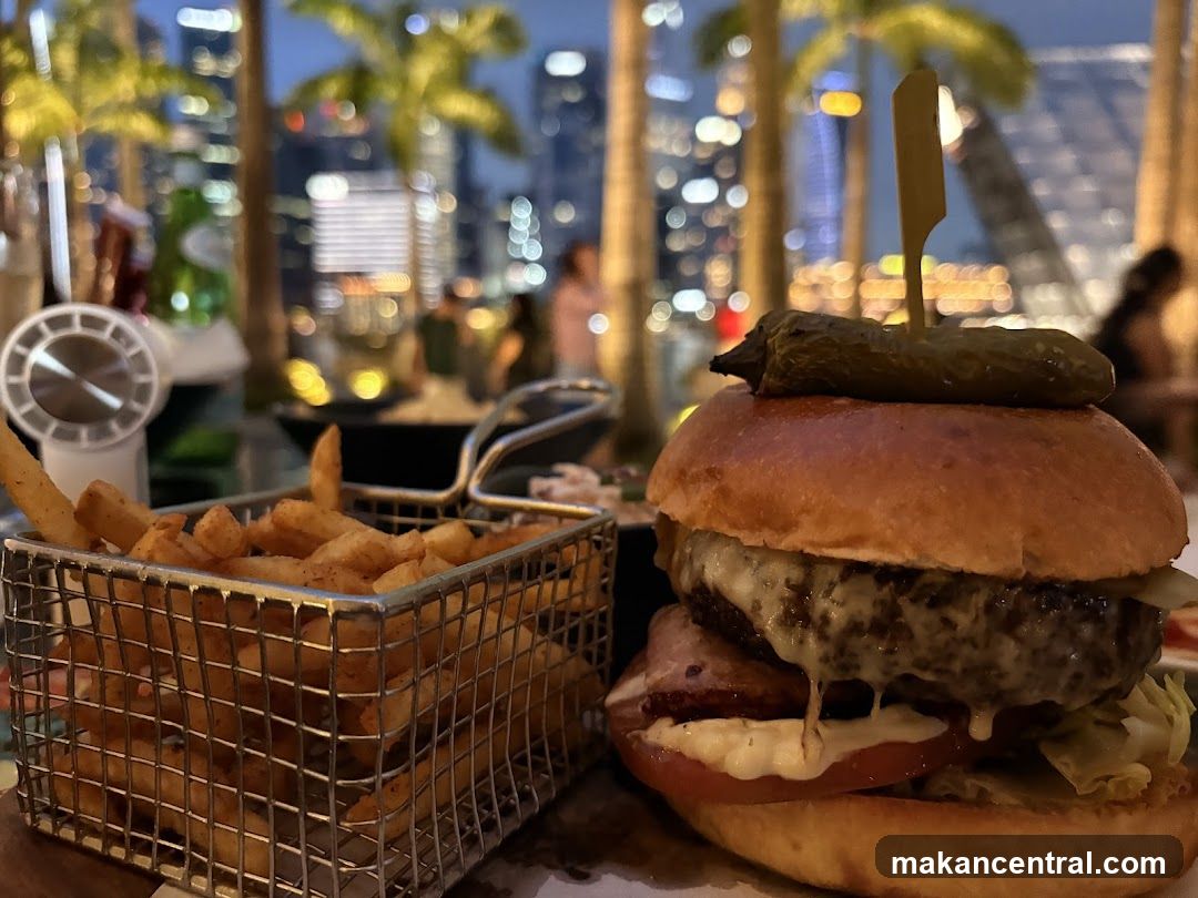 Burger and Fries at Dusk