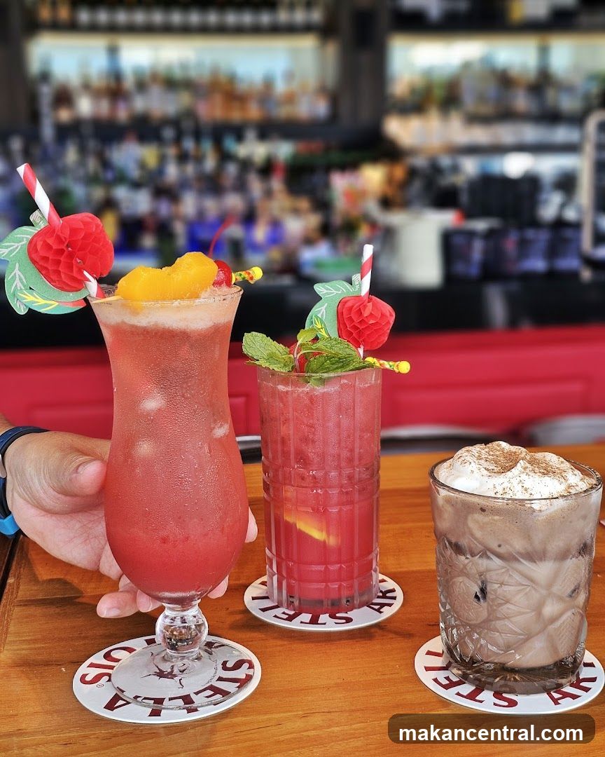 Three Cocktails on a Bar Counter