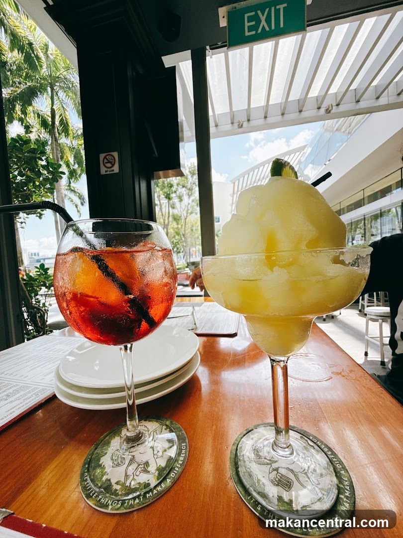 Two drinks on a table