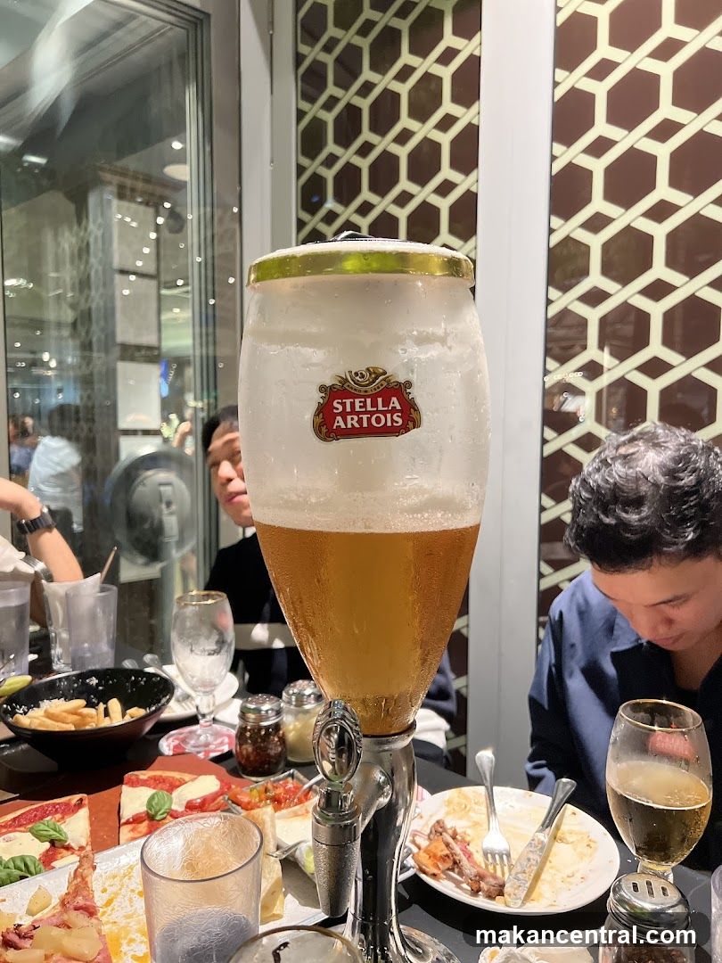 Table with Beer Tower and Food