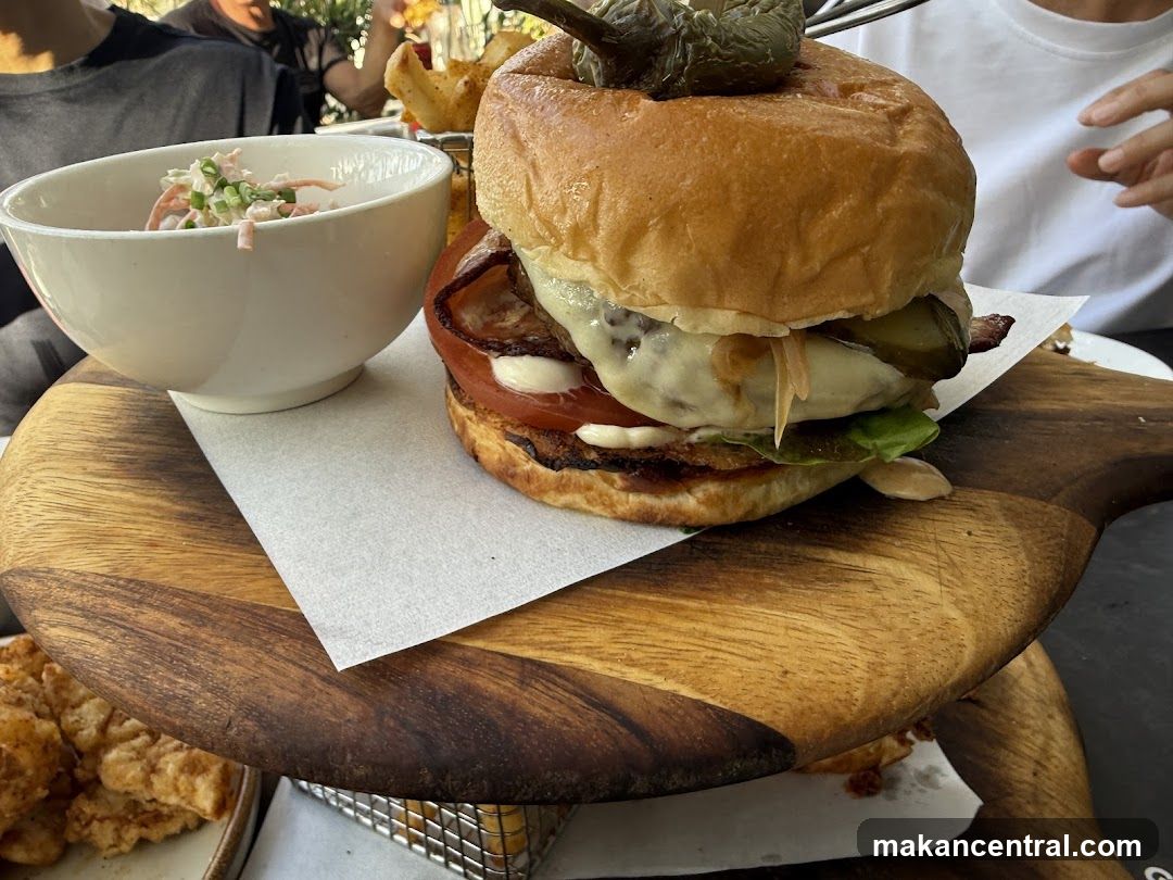 Burger with Coleslaw and Fries