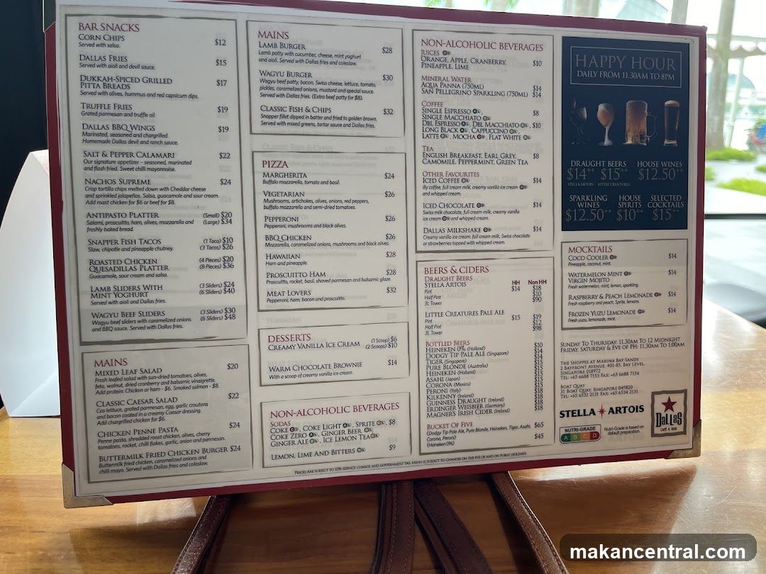 Dallas Cafe & Bar Menu
