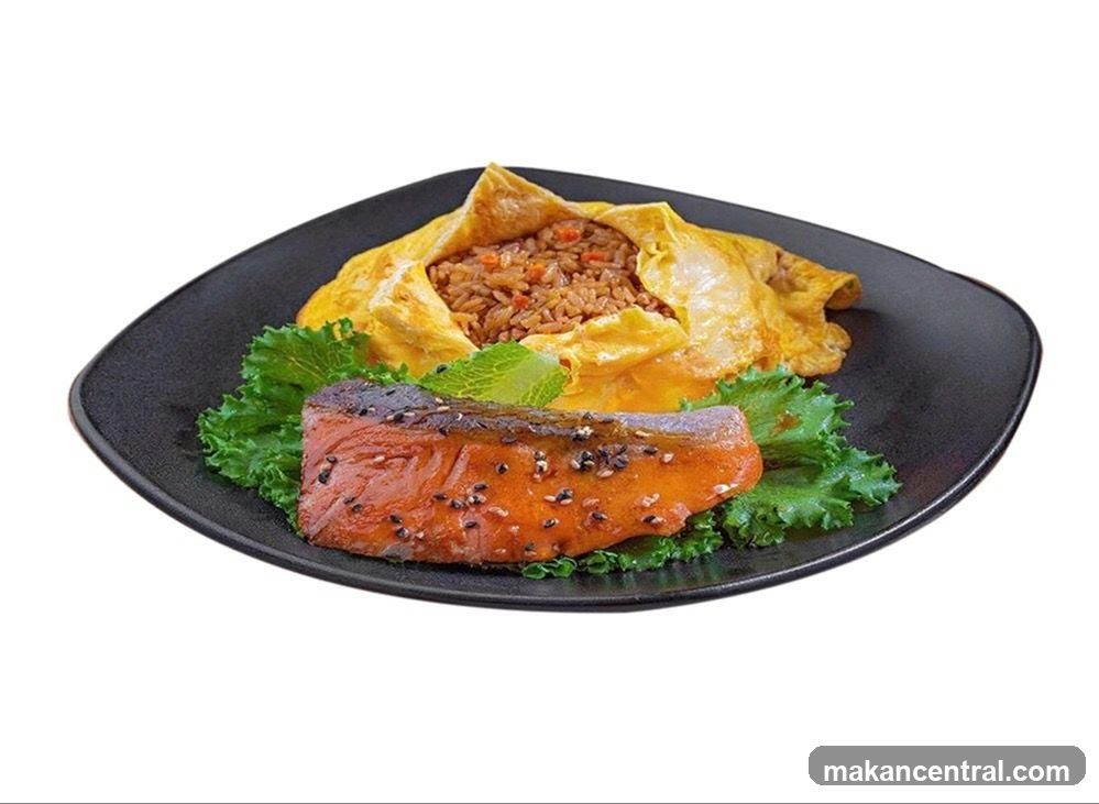 Omurice with Grilled Salmon