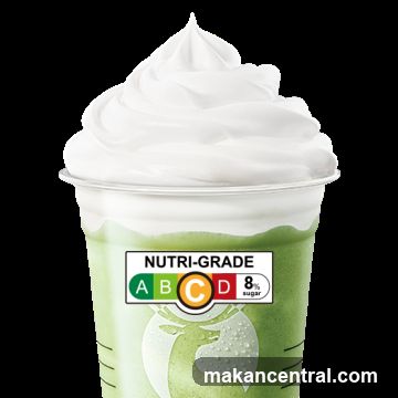 Green beverage with whipped cream and Nutri-Grade label