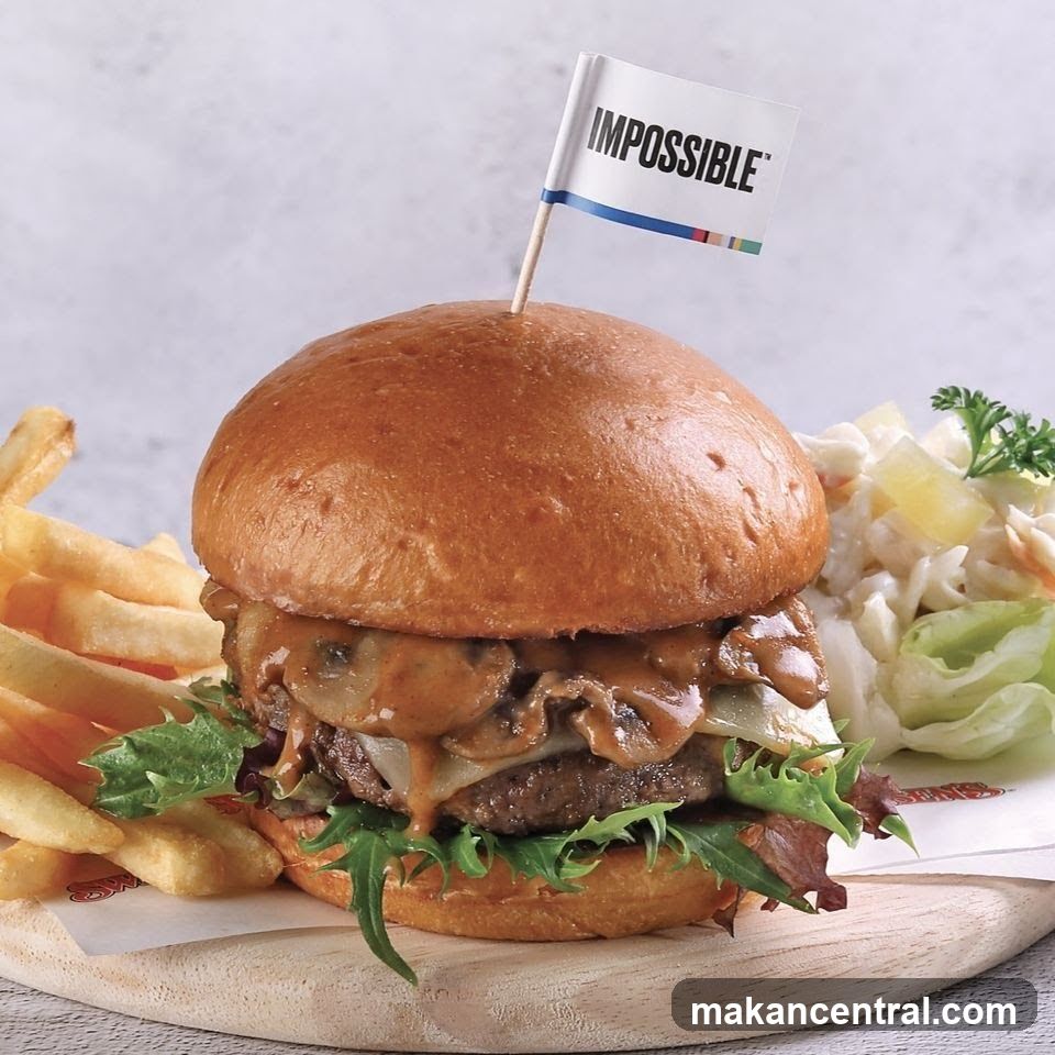 Impossible Burger with Fries and Coleslaw