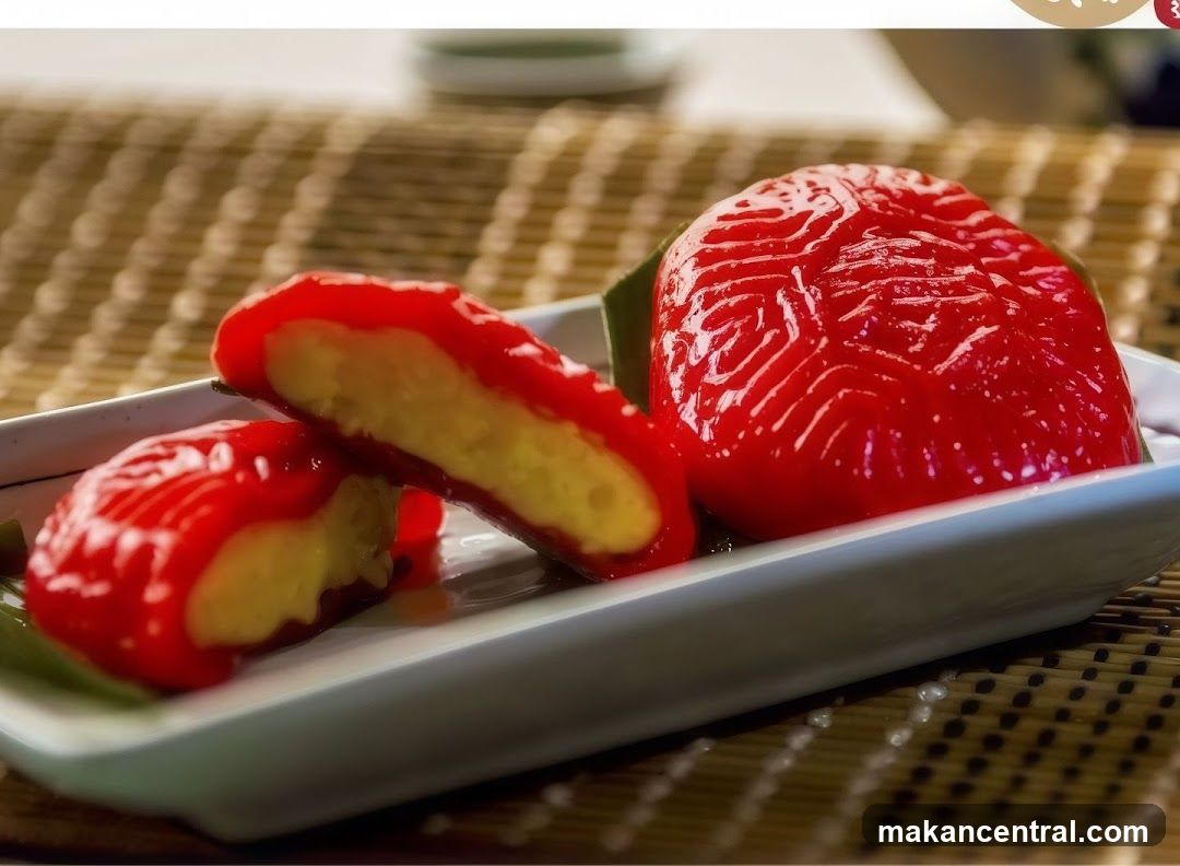 Red Mochi with Yellow Filling
