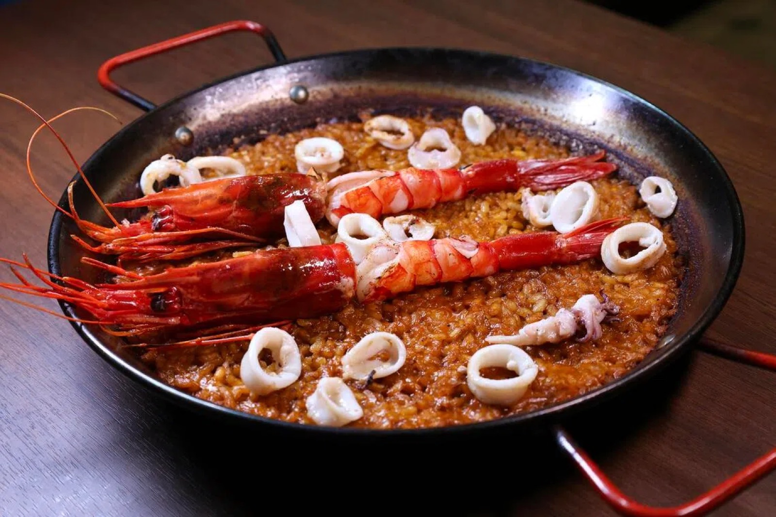 Carabinero paella with prawns and squid at Casa Lola Boon Tat Street