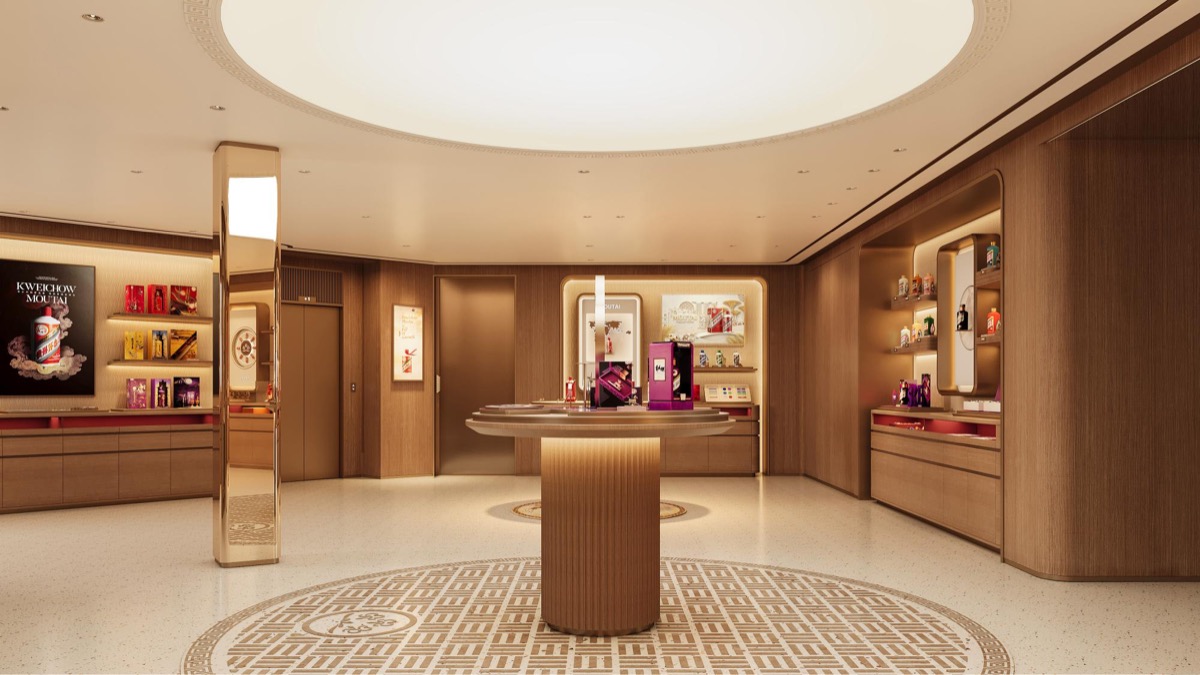 Artist impression of the Moutai Experiential Centre at Fullerton Waterboat House