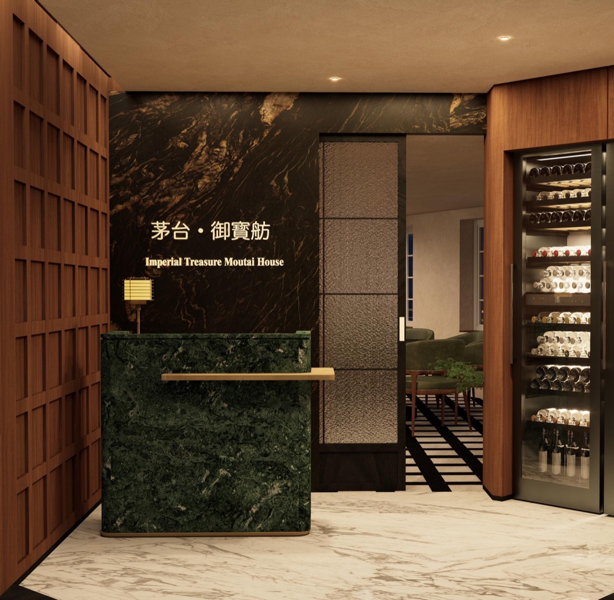 Imperial Treasure dining cabin concept inside Moutai House at Fullerton Waterboat House