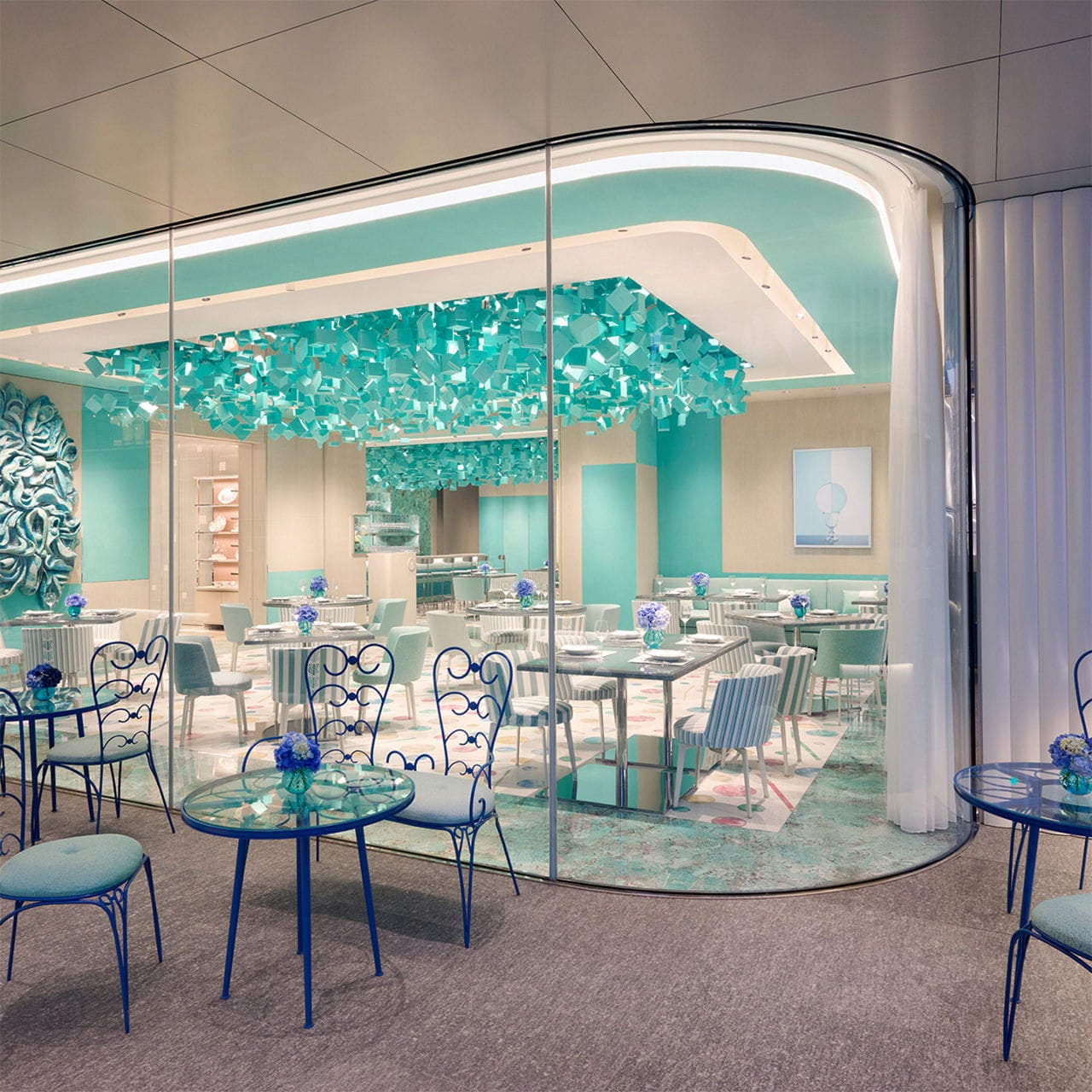 Interior of the Blue Box Cafe in Ginza Tokyo, the regional reference for the upcoming Blue Box Cafe at ION Orchard Singapore